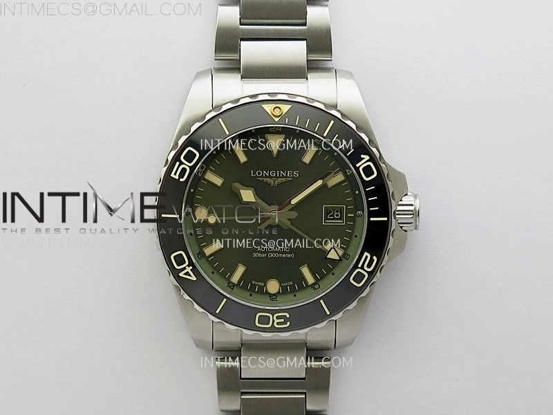 Hydroconquest L3.790.4 43mm SS Green Ceramic Bezel ETC 1:1 Best Edition Green Dial on SS Bracelet A2836